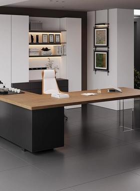 现代简约实木角板桌办公桌带茶台脑一体式2老dc008025新款电桌转