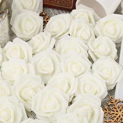 202件6新跨款境00人造玫1瑰花laz60109头泡沫假花
