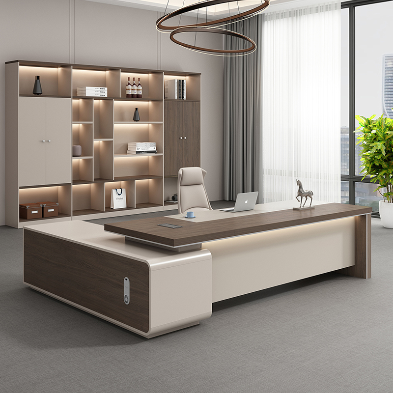 轻奢办公桌老板椅组合现代