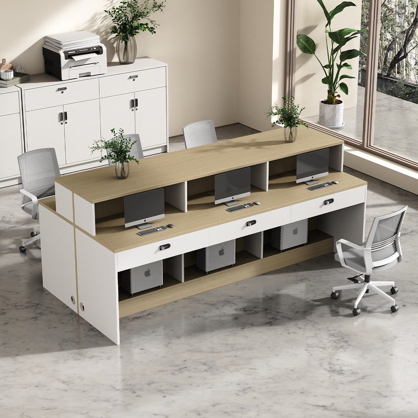 定制德佑中介办公桌员工位234人位职员办公桌椅组合前台桌接待台