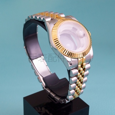 NH05表壳33mm女款日志手表壳带不锈钢蓝宝石防水壳适配NH05/NH06