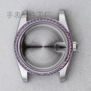 36mm日志表壳带钻壳圈防水蓝宝石玻璃适装NH35/NH36机芯凸镜表壳