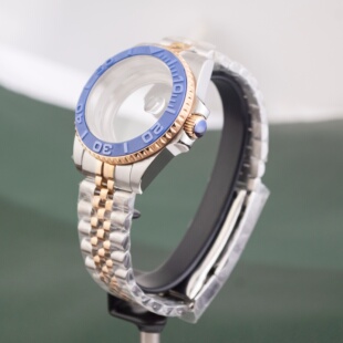 水鬼游艇表壳三株带手表带蓝宝石玻璃不锈钢手表壳适装NH35/NH36