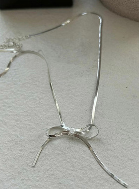 极速韩版小众设计蝴蝶结蛇骨链项链女冷淡风时尚气质W百搭感锁骨