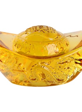 极速黄水晶金元宝客厅招财风水办公室装J饰摆件桌面玄关聚宝盆大