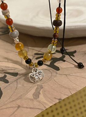 极速新中式平安锁串珠吊坠项链女生轻奢小众配饰T新款复古民族风