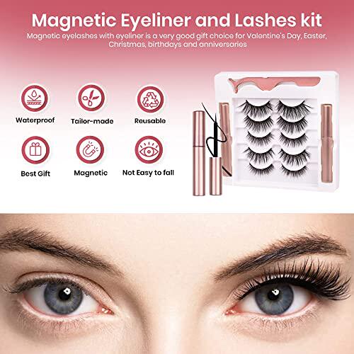 极速5 pairs 3D Magnetic Lashes with Eyeliner - NaturWal Look