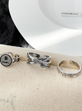 极速复古简约做旧戒指女欧美ins潮冷淡风时尚个性U小众设计开口食