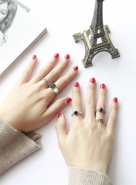 极速东大门戒指女日韩潮人个性复古简约K食指小指关节指环学生开