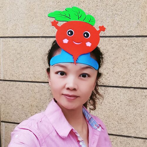 新品拔萝卜头饰道具老爷奶公老婆儿童角色扮演小S花猫卡通帽子演