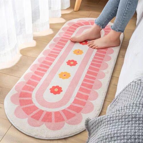 极速现代简约加厚仿羊绒床v边地毯卧室长条地垫可定制卧室客厅沙