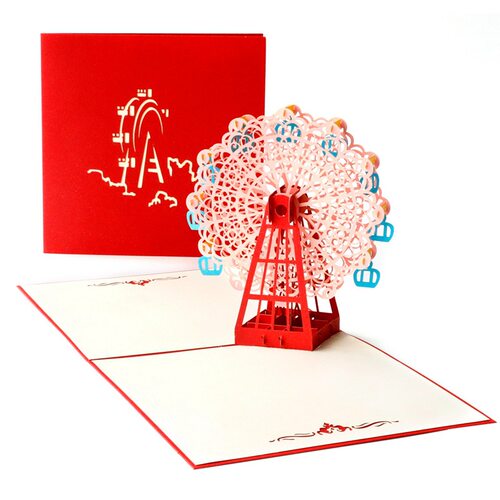 新品Ferris wheel stereo greeting card D handmade Tgreeting c