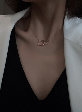 极速简约几何圆环项链女r轻奢小众冷淡风锁骨链2023年新款潮时尚