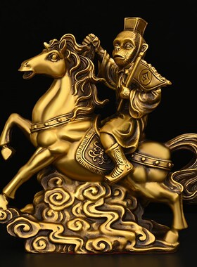 新品全黄铜马上h封侯办公室居家摆件全铜工艺生肖属相猴装饰摆设