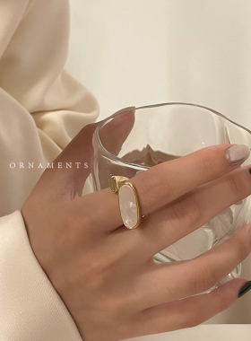 极速时尚个性开口贝壳戒p指女简约复古小众设计轻奢食指环2021年