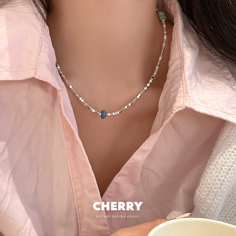 极速碎银几两宝h石拼接项链女2023年新款潮水晶锁骨链小众闺蜜网