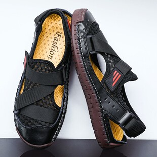 极速2021 New Summer Sqandals Men  Mesh Handmade Outdoor Shoe