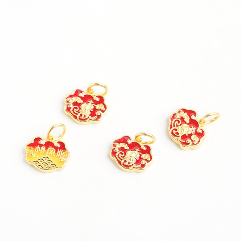 极速沙金富贵锁祥k云配件串珠手工编织diy配珠手链手串绳配饰饰品