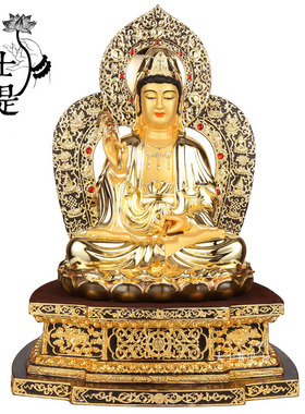 极速台湾珐琅纯铜东方三圣药师佛佛像家J用供奉日光月光菩萨神像