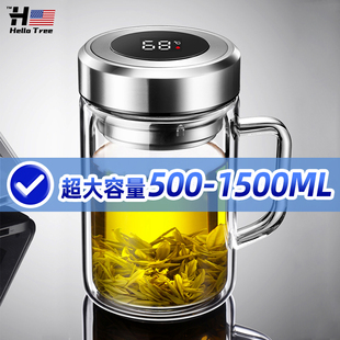 家用耐高温冬季 茶水分离玻璃杯高硼硅带盖泡茶杯男款 进口高端水杯