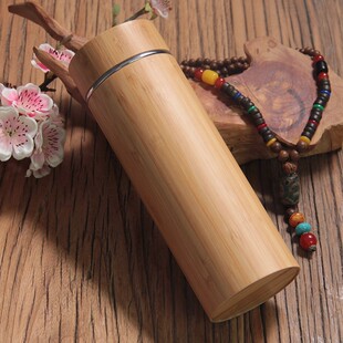 天然竹木质保温杯便携紫砂陶瓷不锈钢内胆中老年保温杯定制礼品