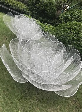 不锈钢镂空花朵雕塑植物园林景观铁艺仿真花摆件售楼处草坪装饰品