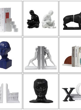 抽象人物雕像书档摆件客厅家居酒柜样板间创意书挡书靠书立装饰品