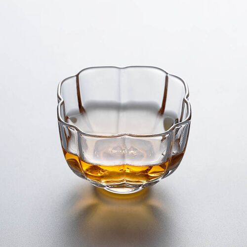 日式東洋佐佐木八千代 透明方口金边玻璃杯八角品茗杯小茶杯