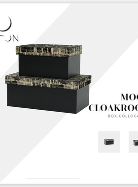 MOON慕空间样板房衣帽间收纳盒摆件花纹方盒家居展厅软装饰品道具