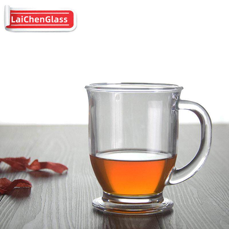 大号精致咖啡杯把手牛奶杯实用大方奶茶杯晶白料玻璃圆形冷饮商务