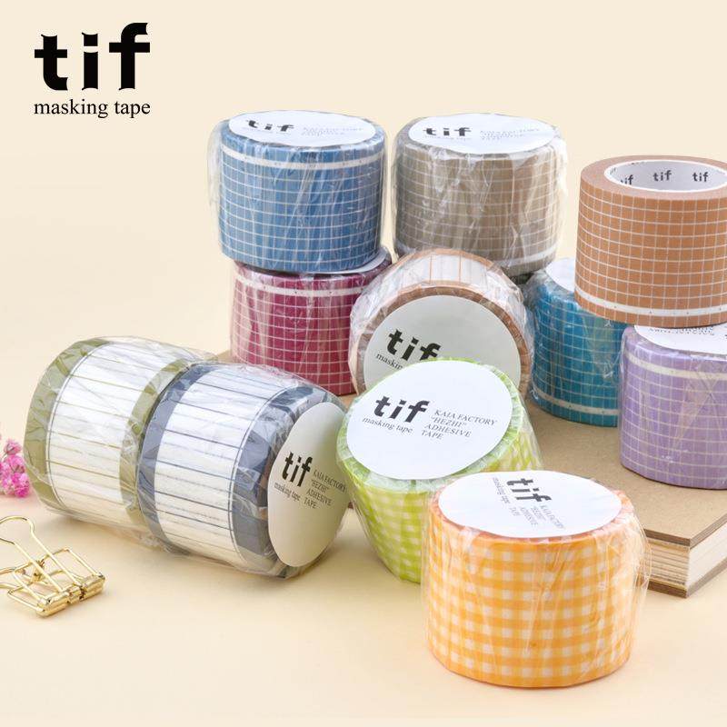 tif 和纸胶带 可书写 MASK 宽格子 整卷10m 手撕贴纸彩色功能手帐