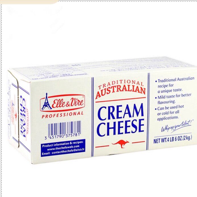 法国铁塔奶油奶酪 忌廉芝士爱乐薇奶油干酪 2KG奶油芝士 起司奶盖