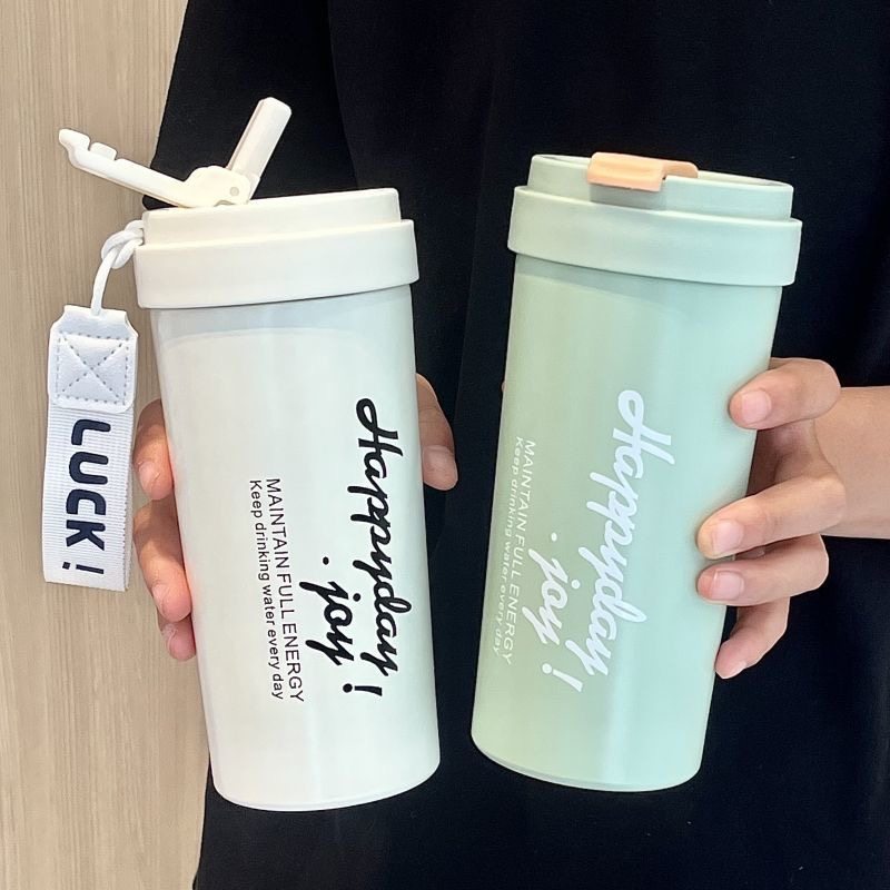 ins高颜值316不锈钢保温杯简约便携女生吸管茶水分离杯子学生水杯