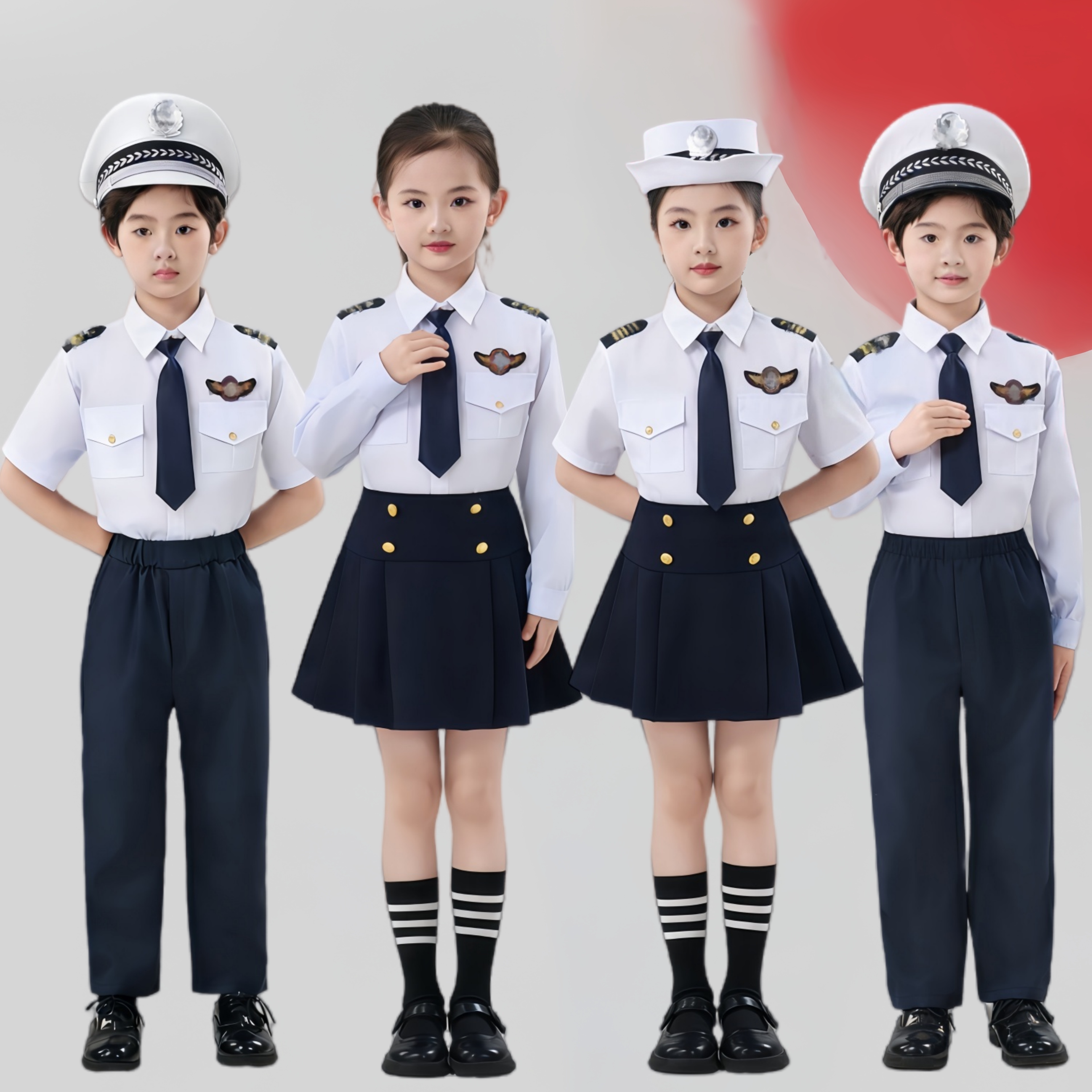 儿童机长制服套装男女童角色扮演服水手合唱服警察服套装交警制服
