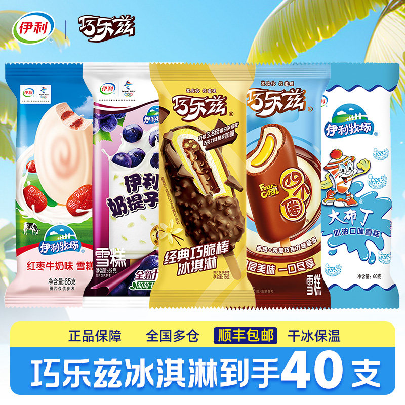 【40支】伊利冰淇淋巧乐兹巧克力冰糕大布丁冰棍奶提子冰棒雪糕