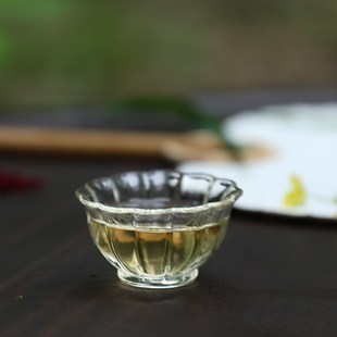 玻璃花瓣宽口茶杯主人杯家用耐热高硼硅透明杯莲花喝水杯 叶屿