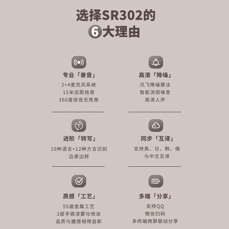 科大讯飞智能录音笔专业高清降SR302噪M-32G录音笔大容量可转新品