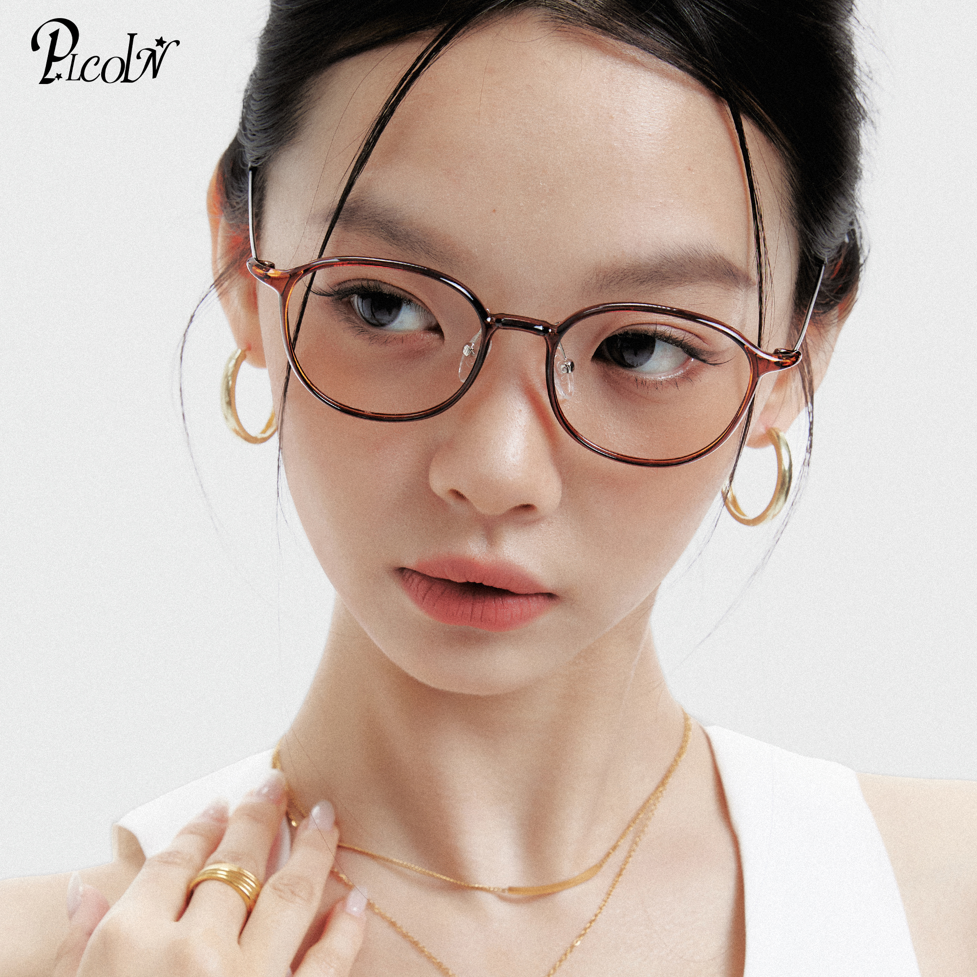 PLCOIN女韩系TR圆框近视眼镜