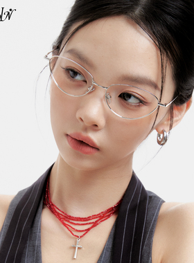 PLCOIN老钱风纯钛猫眼镜框Fade女防蓝光近视 超轻可配度数