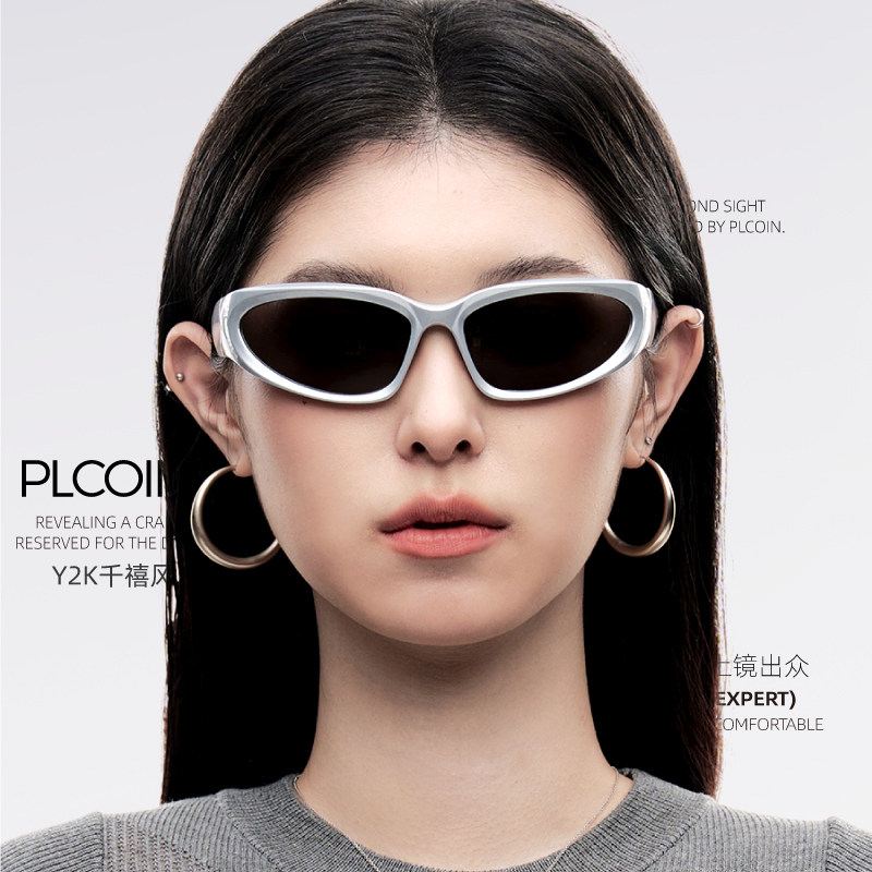 PLCOIN防紫外线防晒发箍墨镜太阳镜猫眼骑行运动开车高清尼龙镜片