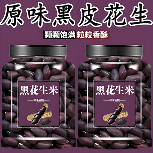 黑花生米原味生花生米黑皮不带壳天然黑花生仁晒干坚果黑皮花生米