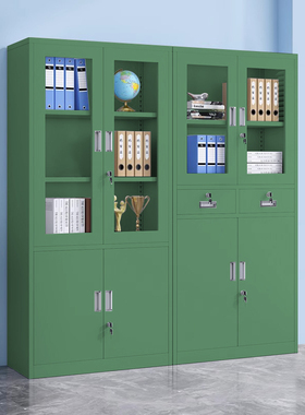 钢制加厚军绿色文件柜办公室资料储物柜制式内务铁皮五节档案矮柜