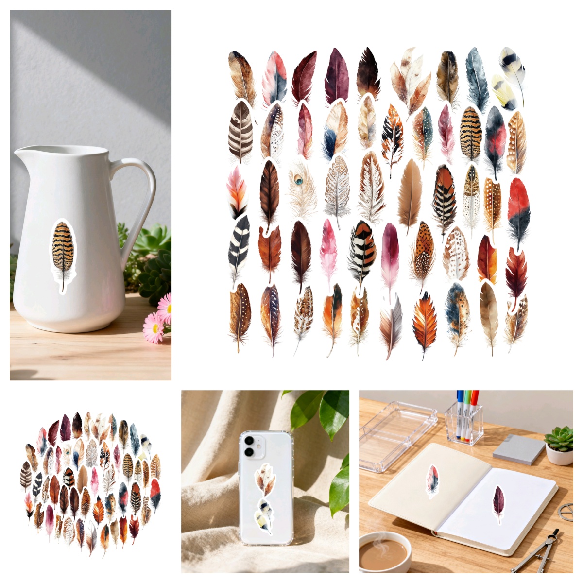 精美梦幻水墨羽毛高颜值ins风贴