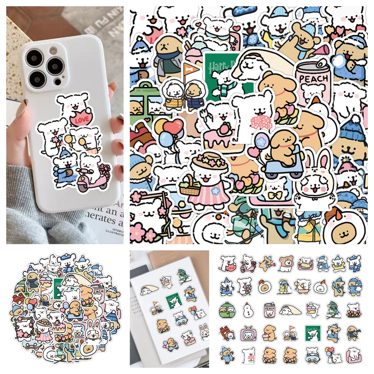 线条小狗系列超萌可爱防水贴纸