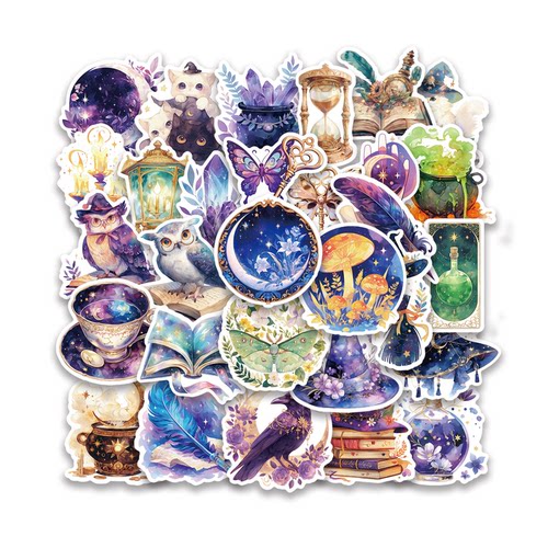 30贴奇幻魔法贴纸手账素材贴画