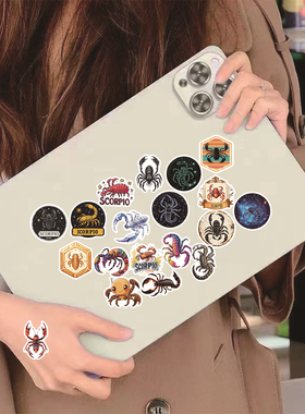 50张天蝎座Scorpio创意贴纸DIY涂鸦手账本保温杯旅行箱手机壳充电宝笔记本平板电脑头盔吉他滑板车房间装饰