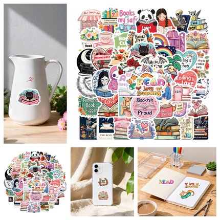 50张热爱阅读英文版励志语录彩色鼓励学习装饰笔记本头盔相框手机壳水杯电动车滑板iPad平板电脑DIY防水贴纸