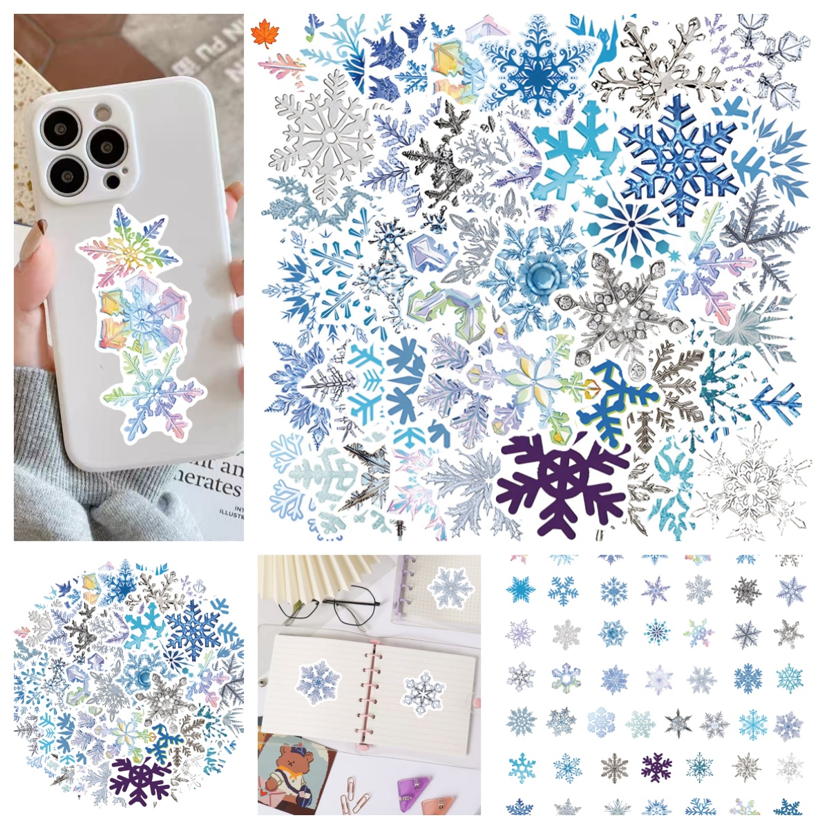 镭射ins雪花冰封趣味防水贴纸