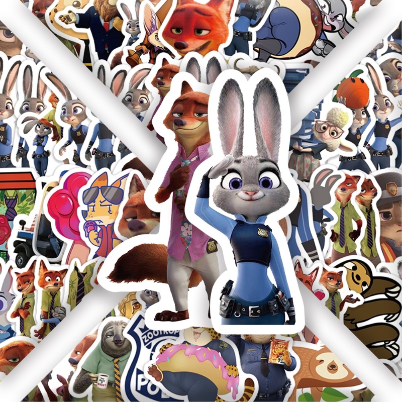 60张疯狂动物城卡通创意贴画防水
