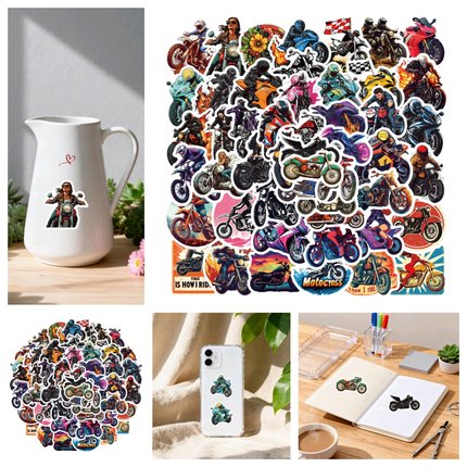 50张卡通版个性潮流机车酷炫拉风贴纸diy手机电脑笔记本水杯充电宝ipad行李箱墙面防水文具平板ins涂鸦贴画